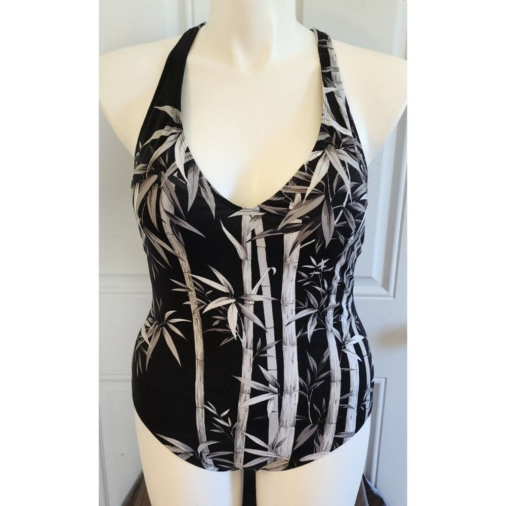 Tommy Bahama Women's One Piece Swimsuit Strappy Criss Cross Back Black Size 16